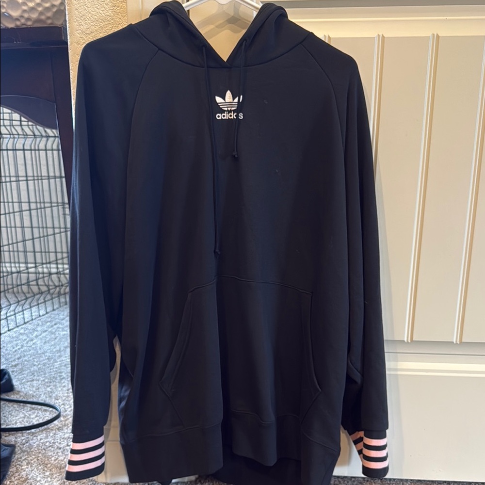 Adidas Black Hoodie with Pink Accents